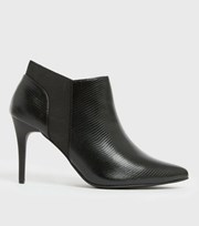 New Look Black Faux Croc Stiletto Heel Shoe Boots